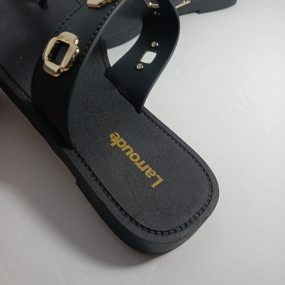 Larrounde Women Shoes Milan S Black Sandals PVC Size 10/11 - Picture 3 of 9